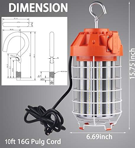 Dephen 130W LED Temporary Work Light - 18200 Lumen, Rugged Steel Safety Guard, Linkable Design, UL Listed, 5 Year Warranty - Image 5