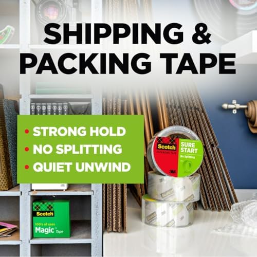 Scotch Sure Start Packing Tape Refill, 1.88 in x 54.6 yd, 8 Rolls - Image 2