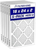 Filter King 16x24x2 Air Filter MERV 8, AC Furnace Filters (5-Pack) by FilterKing