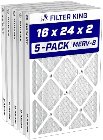 Filter King 16x24x2 Air Filter MERV 8, AC Furnace Filters (5-Pack) by FilterKing