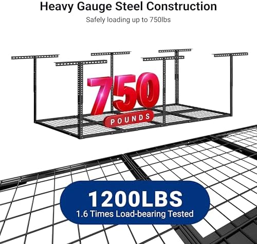 FLEXIMOUNTS 3x8 Overhead Garage Ceiling Storage Rack Organization, Black - Image 3