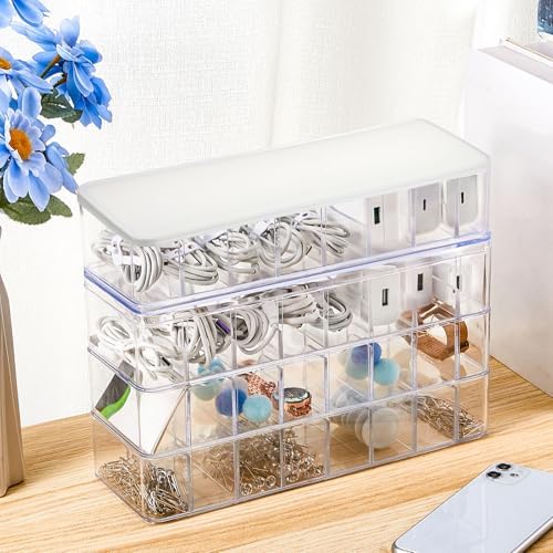 Tatuo Cord Organizer Box with Lid, Clear, White, 1 Pack - Image 6