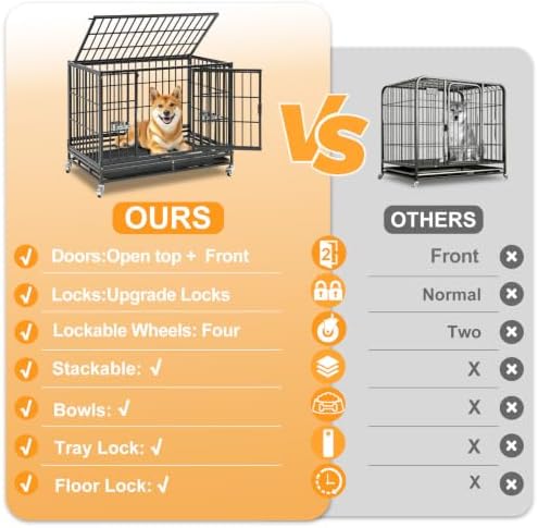 Homey Pet 3 Pack Three Tier 37" Heavy Duty Stackable Dog Crate with Wheels - Image 4