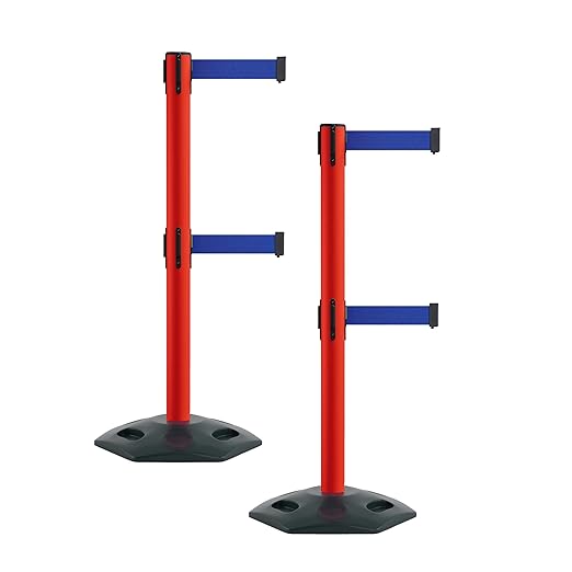 Montour Line MSR630D Set of 2 Retractable Belt Barrier Stanchion, Heavy-Duty by Montour+Line