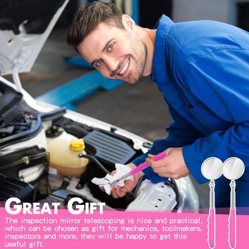 Copkim 2 Pcs Telescoping Inspection Mirror Mechanics Mirror,50mm,Pink - Image 6