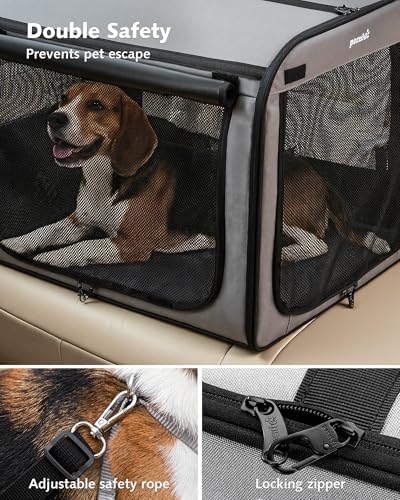 Dog Car Carrier Light Weight 27×20.5×20.5in, Foldable Dog Carrier, Gray - Image 4
