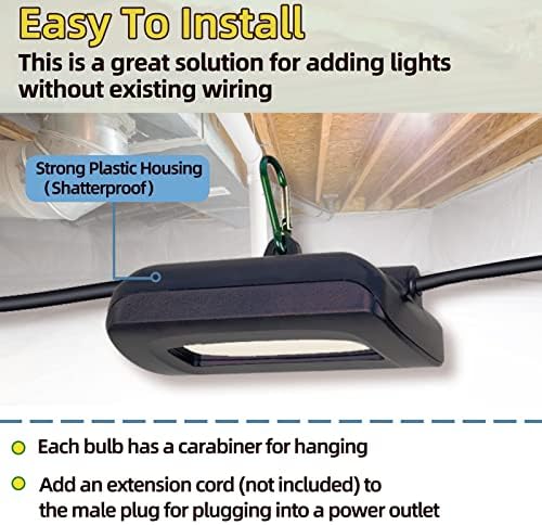 Owleye 50FT Led Work Light 85W 8000LM Waterproof Construction String Lights Linkable Temporary Work Lighting Outdoor Indoor Worklight (5 Light Heads) - Image 4