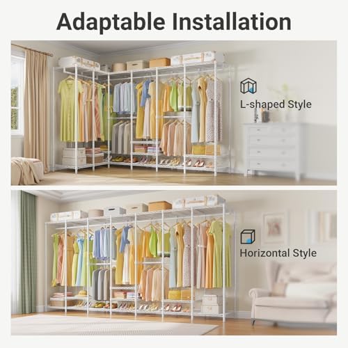 VIPEK V70 White Metal Garment Rack, Adjustable Open Wardrobe Load 1670lbs - Image 6