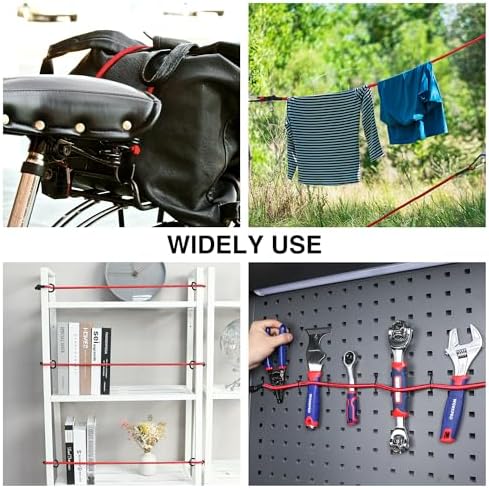 WORKPRO 24" Bungee Cords with Hooks, 4 Pack Heavy Duty Outdoor Bungee Strap - Image 7