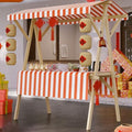 Portable Vendor Cart Mobile Vendor Stand Thickened Wooden Frame Easy Setup 140kg Load Capacity 360° Swivel Wheels Outdoor Cart for Farmers Market Party Events Display(Orange+White,150cm(59in)) by Unknown