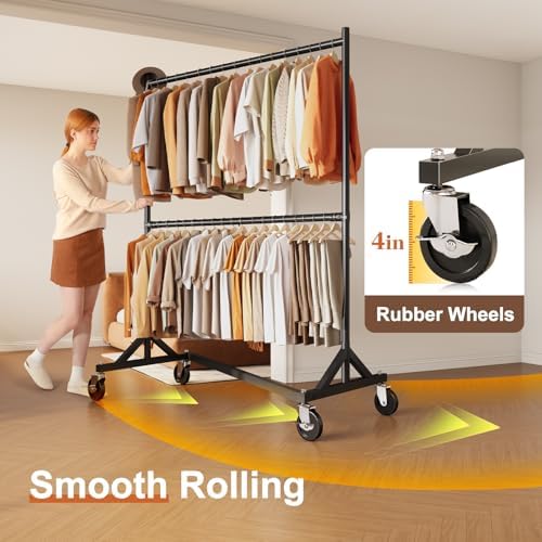 HOKEEPER Z Rack, Clothes Rack Hold 550LB Adjustable Height Black 2 Packs - Image 2