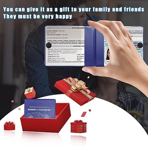 Ziciner Car Registration Insurance Holder, 2Pack Essential Auto PVC Card Document Glove Box Organizer with Velcro Closure, Universal Car Accessories for Men & Women (Blue/Back Flag) - Image 4