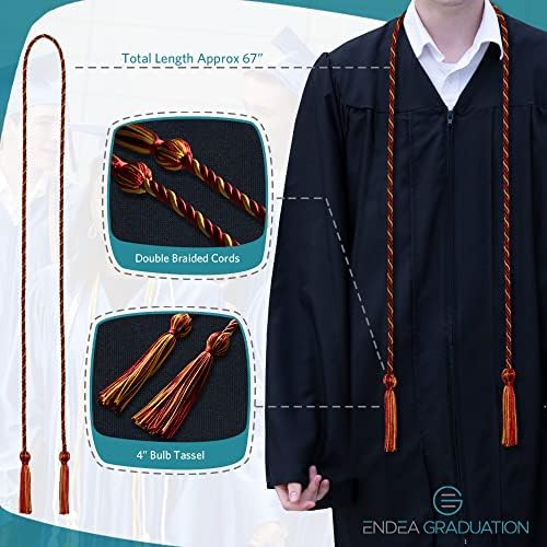 Endea Graduation Single Honor Cord Two-Color (Red/Gold) - Image 3
