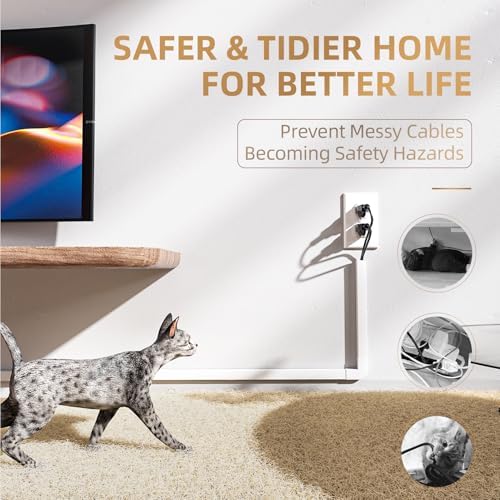 Delamu Cord Hider, 85in Cord Covers for 2-3 Wires on Wall, Self-Adhesive Cable Hider, Paintable Wire Hiders Wire Covers for TV Cords on Wall, Easy Mount Cable Cover Raceway Kit, W0.95 H0.55in, White - Image 5
