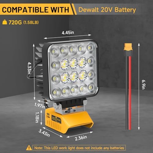 Azocek LED Work Light Compatible with Dewalt 20V Battery 6000LM Flashlight - Image 5