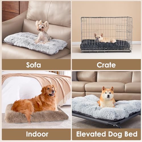 EHEYCIGA Fluffy Dog Crate Bed, Plush Extra Large Plus Dog Pillow, Camel - Image 5