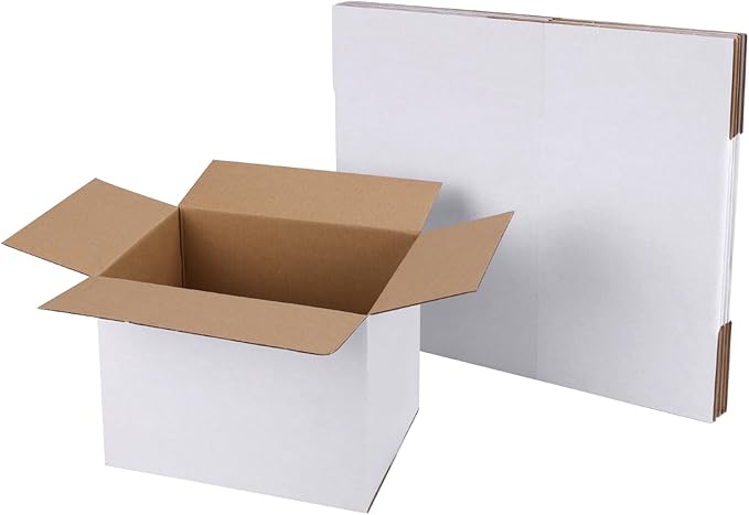 CRUGLA 8x6x6 White Shipping Boxes Set of 6 by CRUGLA
