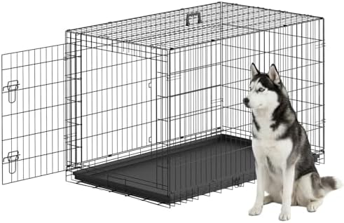 FDW | 48" Foldable Metal Dog Crate | Black | Cage for XL Dogs by FDW