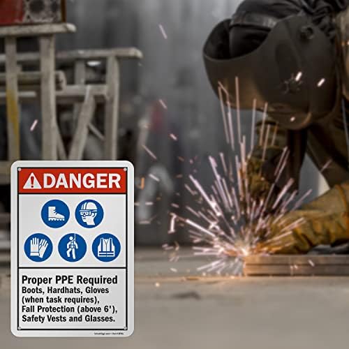 SmartSign "Danger - Proper PPE Required" Sign | 7" x 10" Aluminum - Image 3