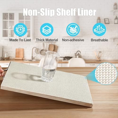 Songrey Non-Slip Shelf Cabinet and Drawer Liner, 20IN x 20FT, Cream - Image 2