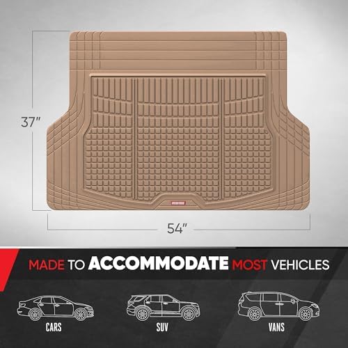 Motor Trend FlexTough Rear Cargo Mat – Heavy-Duty Trimmable Car Trunk Mat for Back of SUV, Universal Rear Cargo Liner for SUV, Flexible Trunk Liner, Automotive Floor Mats & Cargo Liners (Beige) - Image 2