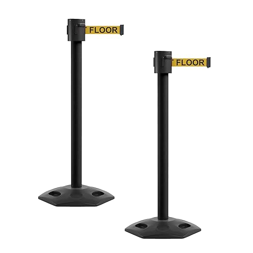 Montour Line MSR760 Set of 2 Retractable Belt Barrier Stanchion, Rubber Base by Montour+Line