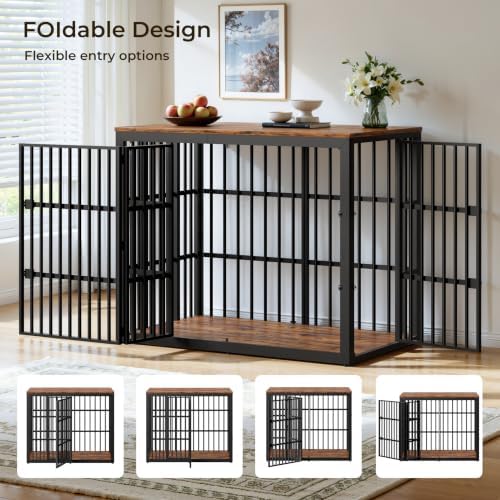 Lyromix 54" Taller Dog Crate Furniture for Great Dane, Rustic Brown - Image 2