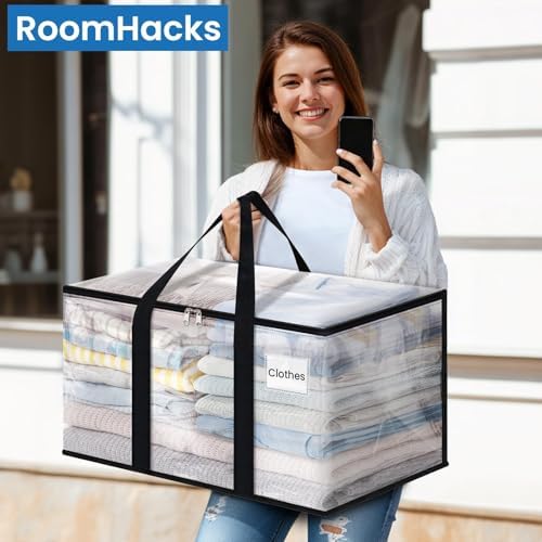 RoomHacks Moving Bags, Heavy Duty Large Storage Bags, 125L, 8 Pack, Clear - Image 6