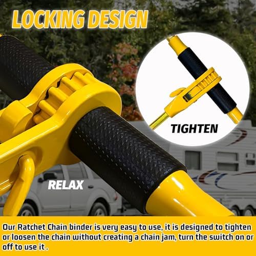 Ratchet Chain Binders 3/8" - 1/2" (2 Pack) | Adjustable Load Binder with 2 Grab Hooks for G70 Transport Chain | 9,200 Lbs Safe Working Load - Image 2