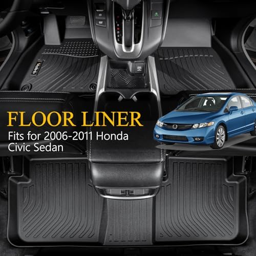 Wailtnb- for Honda Civic 2006-2011 Gasoline 4-Door (Only Sedan Model) Floor Mat All Weather Floor Liner Car Mat for Honda Civic Custom Fit Automotive Full Set Accessories - Image 2