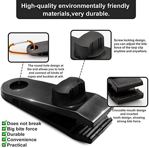 Tarp Clips Heavy Duty Lock Grip, Plastic Tarp Clamps, Linoleum Tent Clip - Image 2