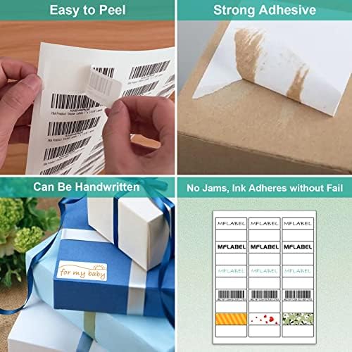 MFLABEL 1" x 2-5/8" Address Labels for Laser & Inkjet Printers 15,00 White Shipping Stickers(50Sheets,30/Sheet)+48 Free Fragile Stickers | Easy to Peel,Mailing Labels for Packages, Shipping - Image 4