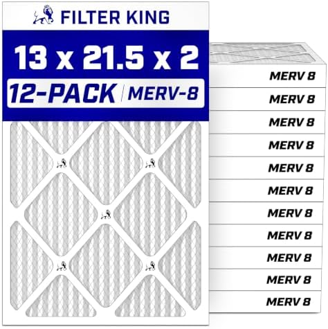 Filter King 13x21.5x2 Air Filter MERV 8, AC Furnace Filters (12-Pack) by FilterKing