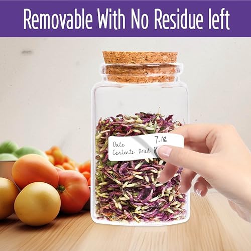 500 Removable Blank Food Labels, Water/Oil/Tear Resistant with Perforation Line for Freezer Food Containers Jars Pantry Organization (Each Measures 1” x 2”) - Image 3