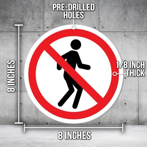 No Walking No Tresspassing Sign - 8 Inch Circle Safety PVC Sign - Premium PVC Sign For Workplace Warehouse Jobsite OSHA Regulation - Weather Proof Fade Resistant - Made In USA - PVC0096 - Image 2