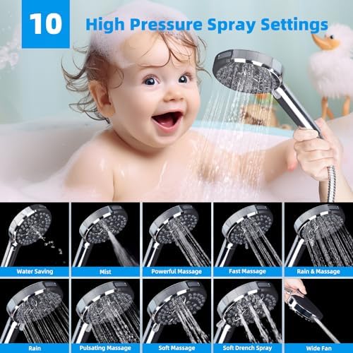 Hibbent All Metal Dual Filtered Rainfall High Pressure 12'' Shower Head - Image 2