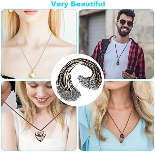 100 Pcs Leather Necklace Cord with Clasps, Rope Necklace String, 5 Colors Necklace Cords for Pendants, 19.7" Premium Necklace Chains for Jewelry Making Supplies, 2mm Waxed Necklace Bracelet Cord DHOOZ - Image 7