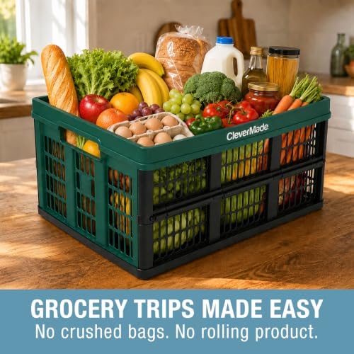 CleverMade Collapsible Utility Crates For Storage, 45L 3 Pack, Forest - Image 4