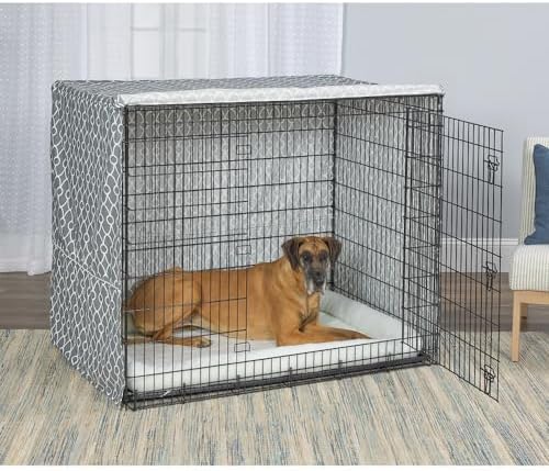 MidWest Homes for Pets Dog Crate Cover, Privacy Dog Crate Cover Fits Midwest Dog Crates, Crate Cover Only; Machine Wash & Dry; Gray Geo Print; 54 inch - Image 4