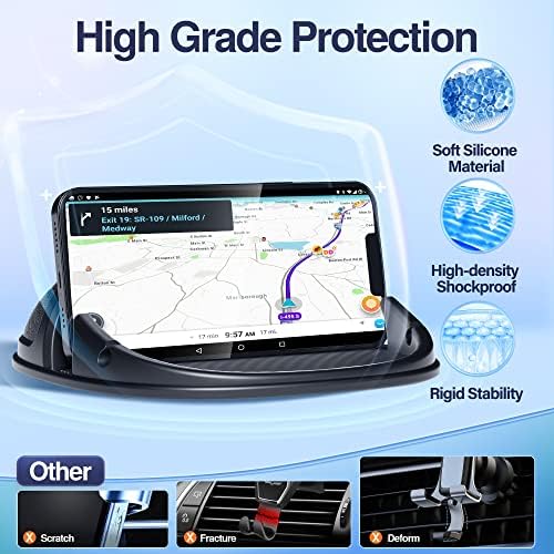 Loncaster Car Phone Holder, Car Phone Mount Silicone Car Pad Mat for Various Dashboards, Slip Free Desk Phone Stand Compatible with iPhone, Samsung, Android Smartphones, GPS Devices and More, Black - Image 4