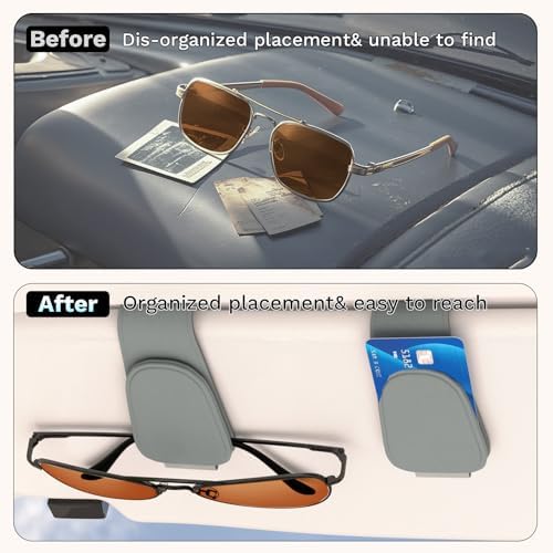 BFXM Car Sunglass Holder, Magnetic Leather Sunglass Holder - Image 2
