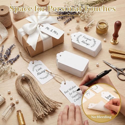 SallyFashion Large White Gift Tags with String, 100 Pack 2 X 4 inch - Image 4
