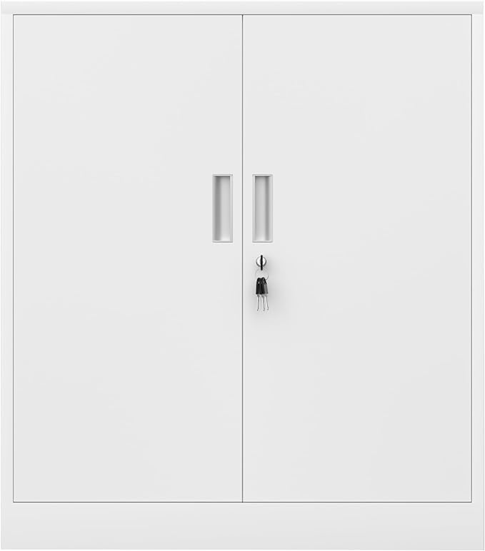 Metal Storage Cabinet with Locking Doors and 2 Adjustable Shelves, Small - Image 11