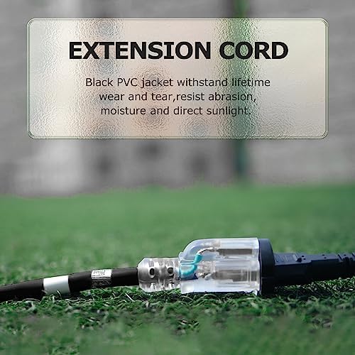 YOJOE Indoor Outdoor Extension Cord with Lighted End, 3 Prong 13A Weatherproof Power Cord, 16 Gauge Heavy Duty 6 ft Black Extension Cord for Garage, Garden and Home, 16/3 SJTW UL Listed - Image 6