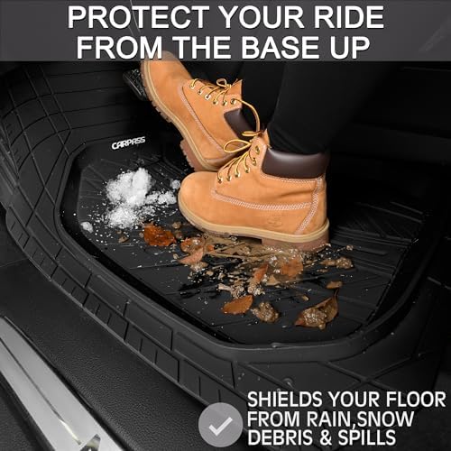 CAR PASS Deep Dish Floor Mats for Cars, Heavy Duty Rubber Floor Mats with Trunk Cargo Liner, Universal Trim-to Fit Automotive Floor mats for Truck Van SUV Waterproof All Weather Car Mats Solid Black - Image 4
