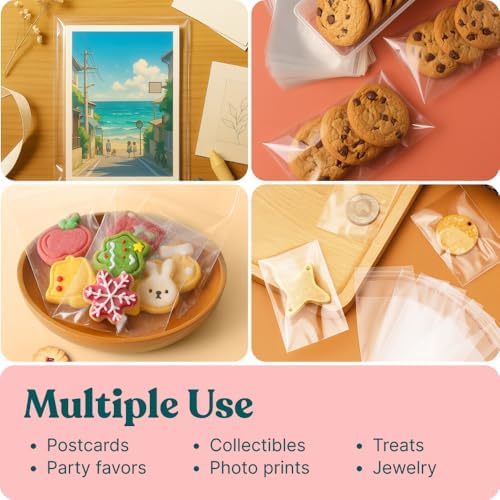 4x4 Self Sealing Cellophane Bags (200 Pack) - Clear Cookie Bags With Seal - Image 6