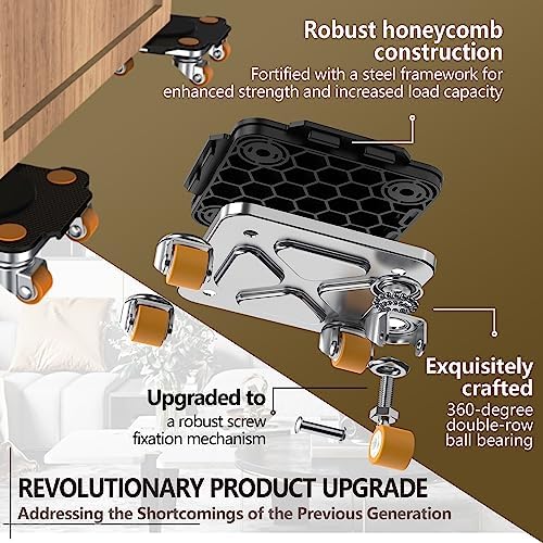 ONEON Furniture Mover with Wheels - Add Black Connect Dolly Pro 4 Pack - Image 3