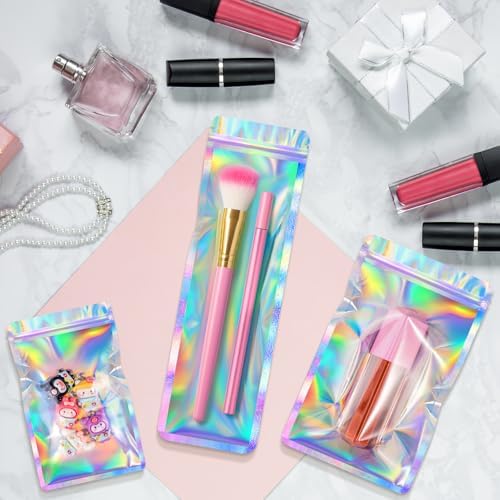 FUNFERY 100 Pack,Round Corner Clear Window Smell Holographic Proof Bags - Image 3
