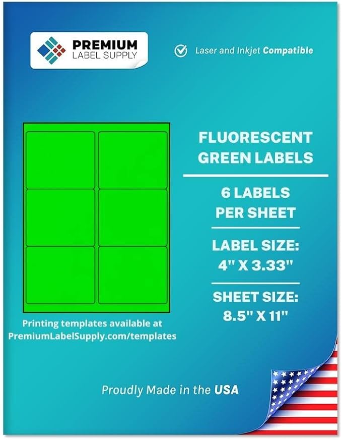 Premium Label Supply Bright Neon Color Fluorescent Stickers by PremiumLabelSupply