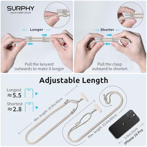 SURPHY Phone Lanyard Crossbody, Phone Strap Crossbody with 2 Tether Tabs - Image 6